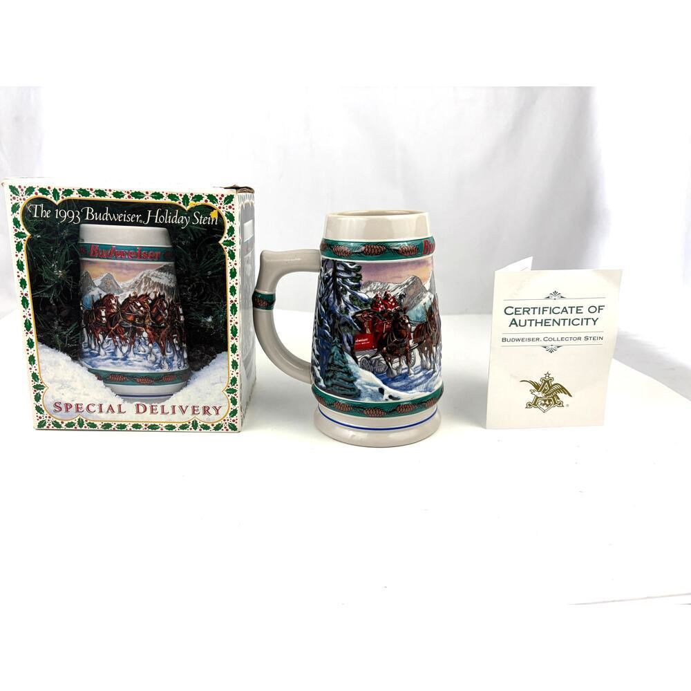 1993 Budweiser Holiday Stein‎ Collection Special Delivery Anheuser-Busch Beer